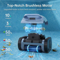 Robotic Pool Vacuum, Cordless Pool Vacuum Robot for above Ground and Inground Pools Wall Floor Waterline Cleaning