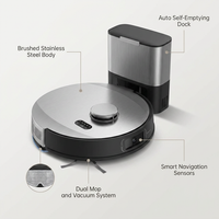 Open Box  PET24-7-913 Dustin Ultra Self-Emptying Robot Vacuum Cleaner and Mop, Stainless Steel — Lifestyle