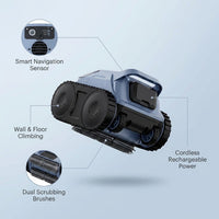 Robotic Pool Vacuum, Cordless Pool Vacuum Robot for above Ground and Inground Pools Wall Floor Waterline Cleaning — Lifestyle