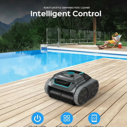 Robot Swimming Pool Cleaner Cordless APP Control Rechargeable Lithium Battery 6400Mah Route Planning for Tiles,Pvc,Mosaic,Cement