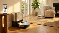 Open Box  PET24-7-913 Dustin Ultra Self-Emptying Robot Vacuum Cleaner and Mop, Stainless Steel — Lifestyle