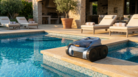 Robotic Pool Vacuum, Cordless Pool Vacuum Robot for above Ground and Inground Pools Wall Floor Waterline Cleaning — Lifestyle