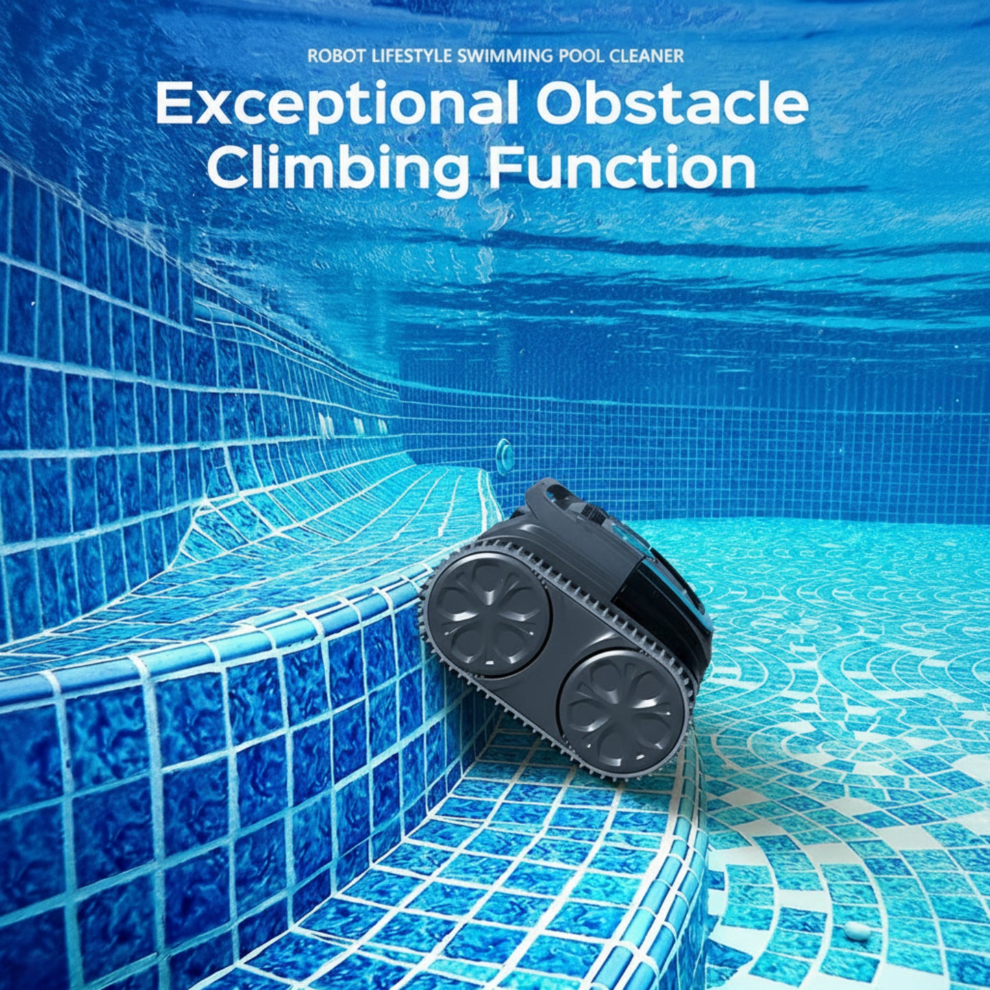 Robot Swimming Pool Cleaner Cordless APP Control Rechargeable Lithium Battery 6400Mah Route Planning for Tiles,Pvc,Mosaic,Cement